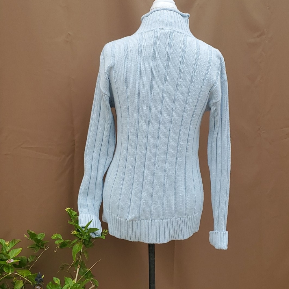 J. CREW BLUE CABLE KNIT SWEATER SIZE SMALL - Picture 5 of 10
